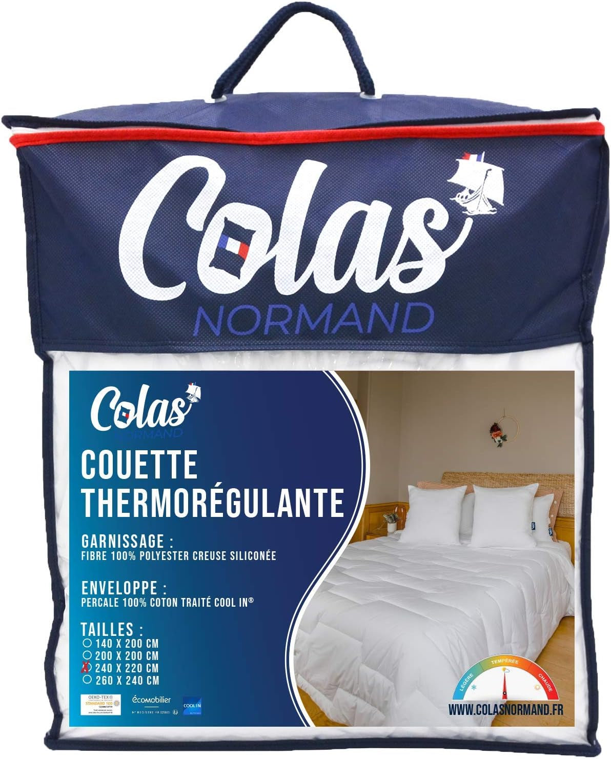 Thermoregulerend dekbed, Gematigd, 240 X 220 Cm, Transpiratie, Optimale ventilatie, 100% katoen, Percal, Fresh Feel, Franse dekbedden en dekbedden Naty Shop 220X240 Cm Gematigd