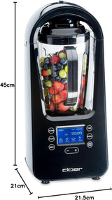 Cloer 6980 Vakuum Standmixer / 800 Watt / 21.000 U/Min. / Incl. Vorratsbehälter/Vakuumventil/Automatikprogramme/Eis-Crush-Funktion/Reinigungsfunktion/Schwarz, 1500 Milliliter Keuken Naty Shop