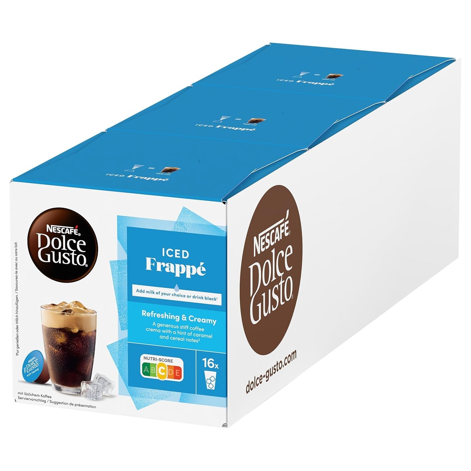 NESCAFÉ DOLCE GUSTO MINI ME by KRUPS zwart/antraciet automatisch Kaffeekapselmaschine met NESCAFÉ Dolce Gusto Iced Frappé, 3er Pack (3 x 16 Portionen)