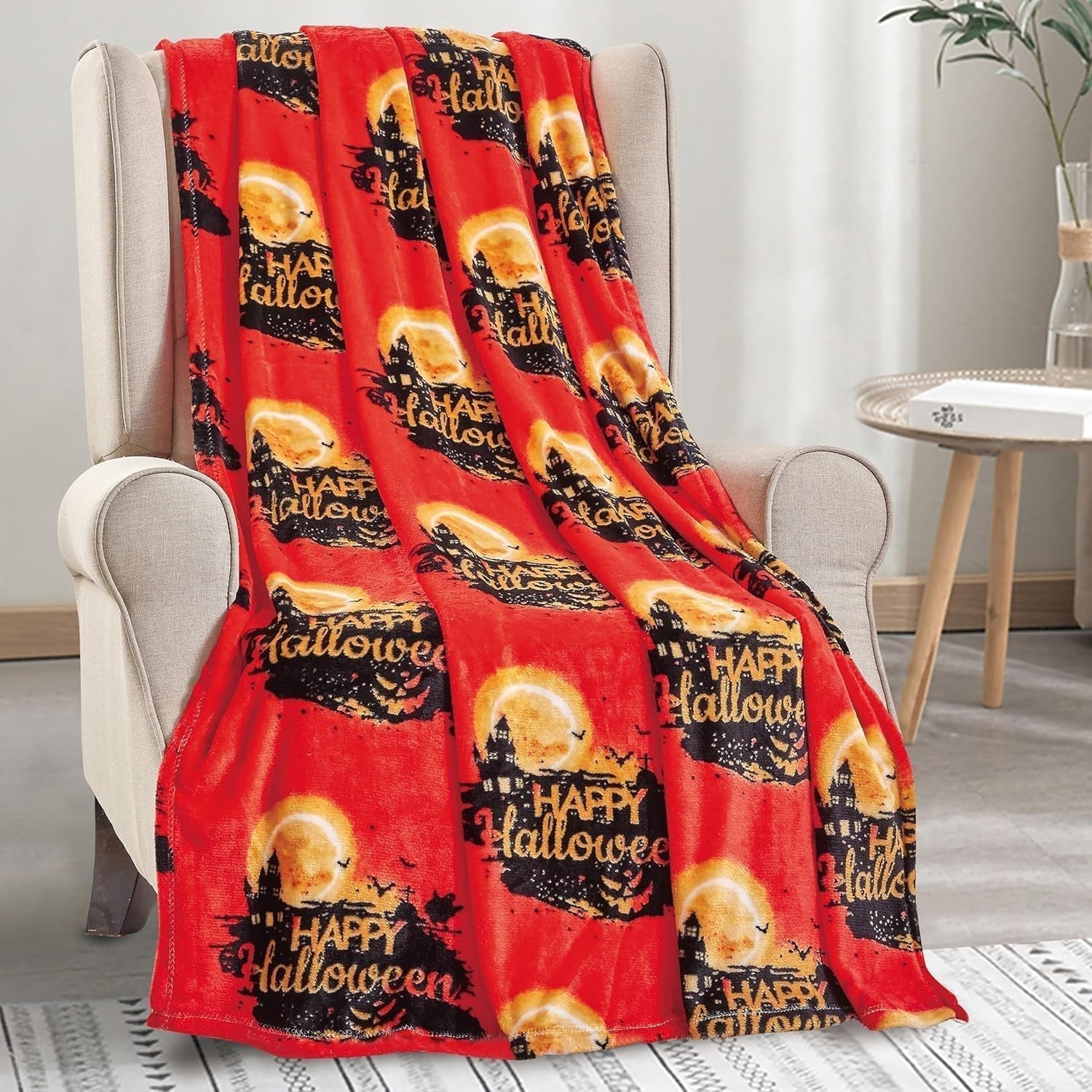 Elegant Comfort Lichtgewicht Halloween-themadeken, zacht, gezellig en pluche, perfect om te ontspannen dit griezelige seizoen, 127 X 152,4 cm, Skull and Bones-bedden en -hoezen Elegant Comfort Halloween-huis 50 X 60