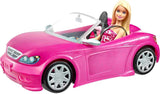 Barbie-pop en roze glitter-cabriolet, realistische banden, logo, speelgoed voor kinderen vanaf 3 jaar, DJR55