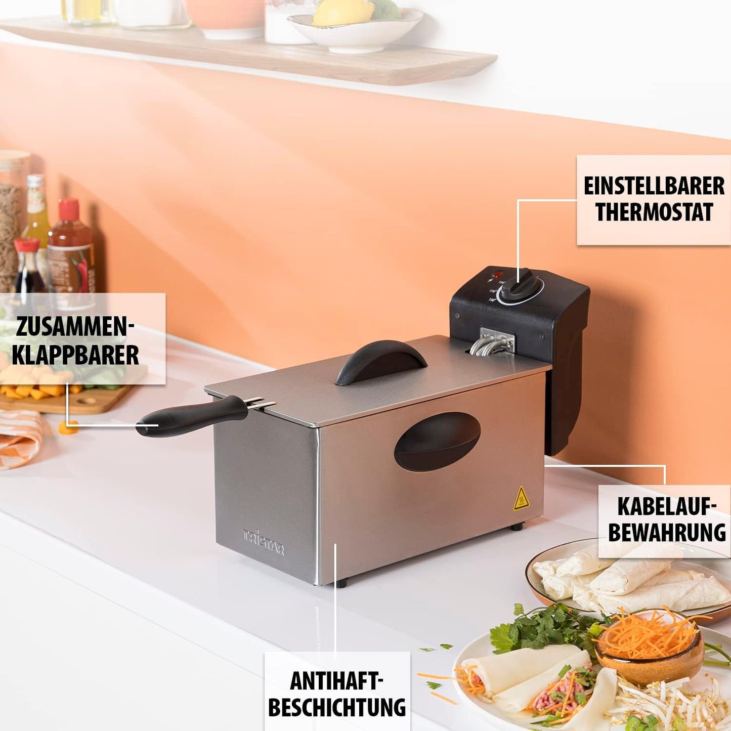 Tristar oliefriteuse FR-6935, 2000 watt, 3 liter, thermostaat, koude zone, 3-4 personen, metaal Apparaten Naty Shop