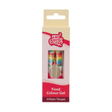 Kleurstof Funcakes Gel Urban Taupe: Hooggeconcentreerde kleurstof voor deeg, room, fondant, marsepein en gebak. Gemakkelijk doseren. Eén druppel om levendige kleuren te creëren. Halal. 30 gram