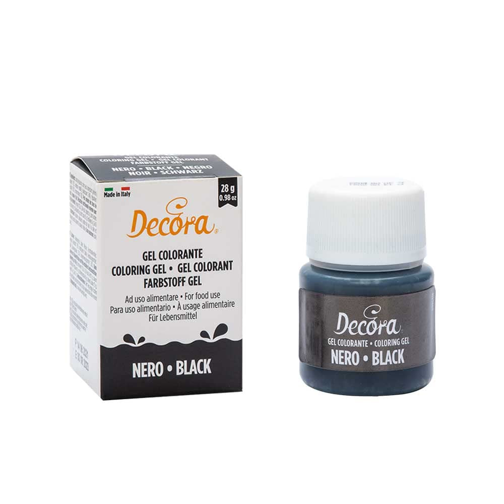 , 9600820 Gel-voedselkleuring, Gel-voedselkleuring ideaal voor coatings en decoraties, Creëert intense en heldere kleuren, Gemaakt in Italië, 28 gram, Zwarte kleur.