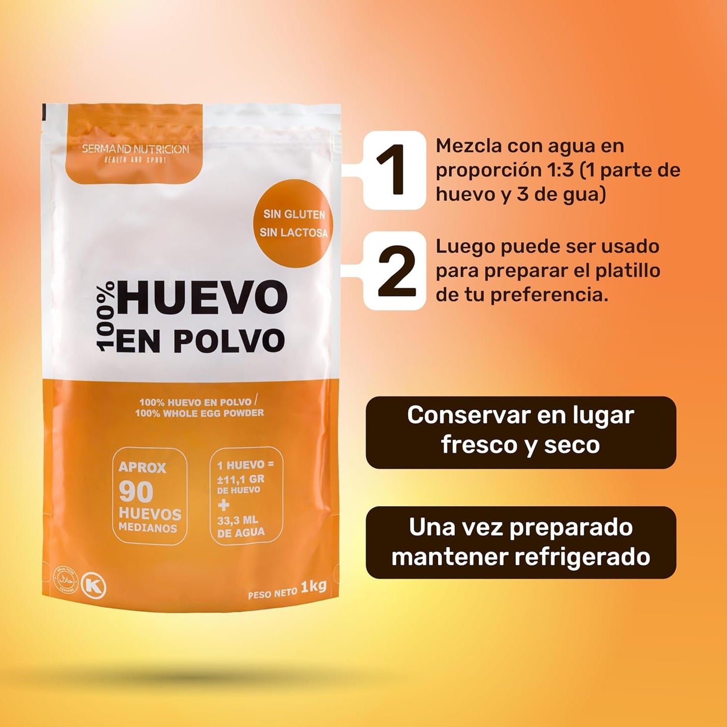Eipoeder uit Freilandeiern (1kg) | Pasteurisiertes Vollei Pulver | Ohne Zusatztoffe | Glutenvrij & lactosevrij | Vakuumverpackung in Zip-Beutel
