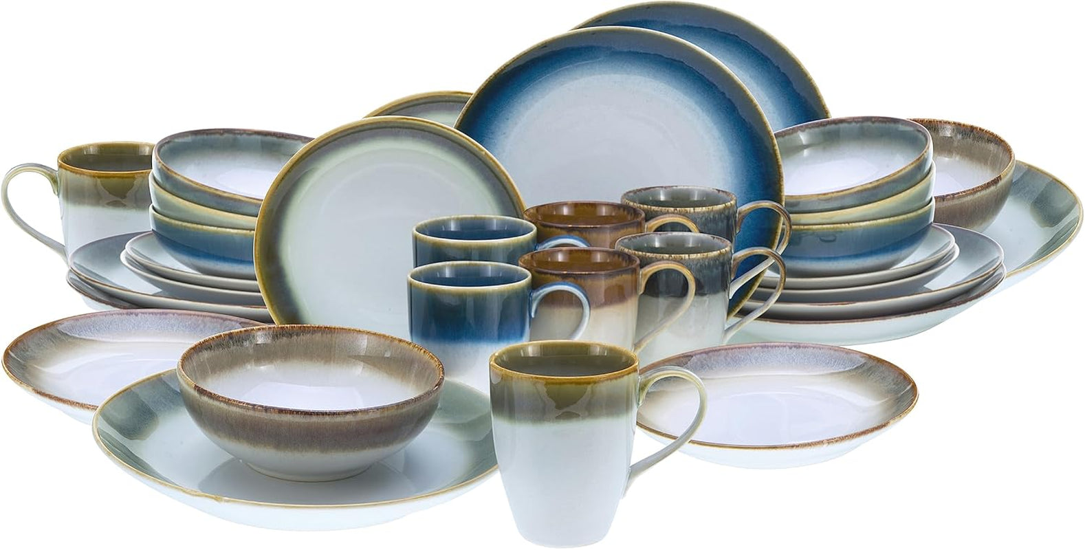 CreaTable, 23679, Cascade-serie, 32-delige serviesset voor 8 personen, combiservies van porselein, vaatwasmachine- en magnetronbestendig, kwaliteitsproductie