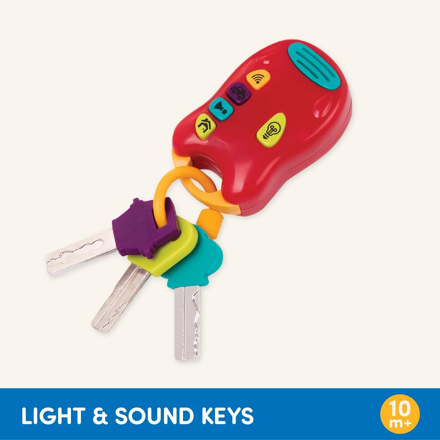 Battat toy key baby speelgoed - Kleurrijke autosleutel sleutelhanger met licht en geluid voor kinderen vanaf 10 maanden Bebe Toys Naty Shop