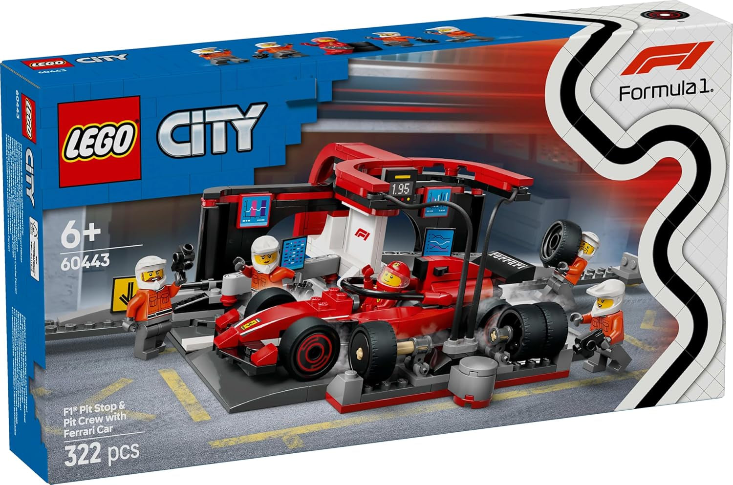 LEGO City F1 Pitstop met Team en Ferrari Speedster - Formule 1 Pitstopset met 1 coureur en 4 mechanische minifiguren - Raceautospeelgoed voor jongens en meisjes vanaf 6 jaar - 60443 Bouwsets Beuche in LEGO-Store