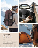 CONQUECO 12V auto-espressomachine: draagbare espressomachine met batterij voor kamperen en reizen - Snelle verwarming in 2,5 minuten - 8 espressokopjes in één keer opladen