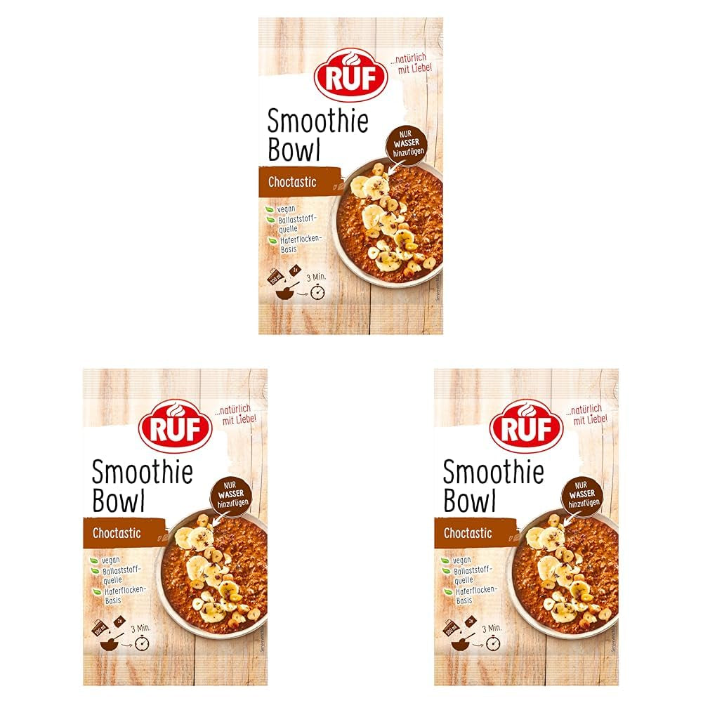 RUF Smoothie Bowl Haver Banaan Noten Chocolade Ontbijtsnack Snel en gemakkelijk Veganistisch 1 zakje x 50 g (pak van 3)