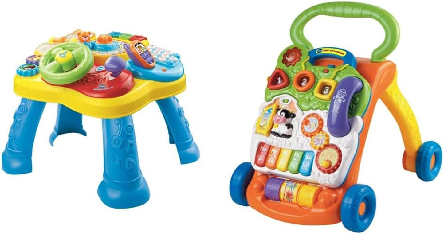 VTech Baby Adventure Speeltafel - Kleurrijke babyspeeltafel met 6 speelvelden en interactieve elementen & Baby My First Song Book 6 pagina's kleurrijk boek en bewegende elementen om te spelen Baby Toys Naty Shop Rijschoolpakket Easymail verpakking