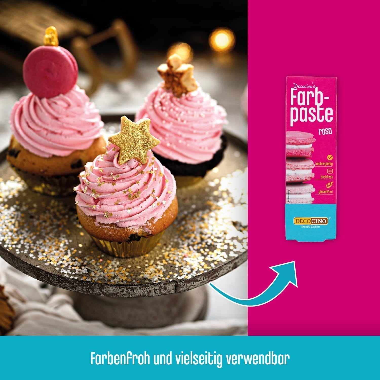 DECOCINO roze kleurpasta - 20 g - Kleurstof voor levensmiddelen, ideaal voor het kleuren van taarten, fondant en crèmes - Vrij van azo-vetzuren en gluten