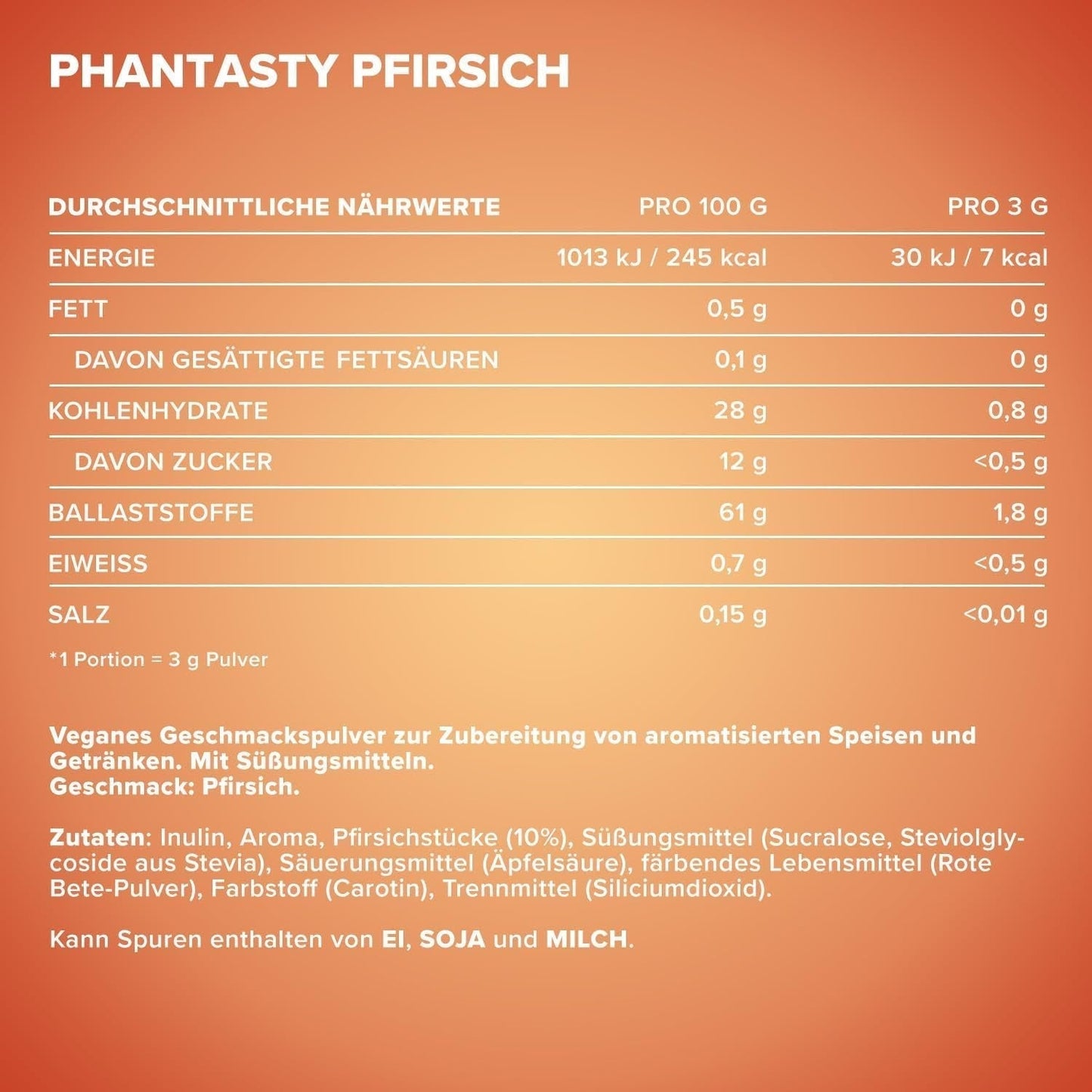 Ironmaxx Phantasty - Romige perzik 250G dosis | Veganistische Geschmackspulver Mit Echten Frucht- Oder Nussstückchen | Perfekter Zuckerersatz Zoetstoffen Naty Shop