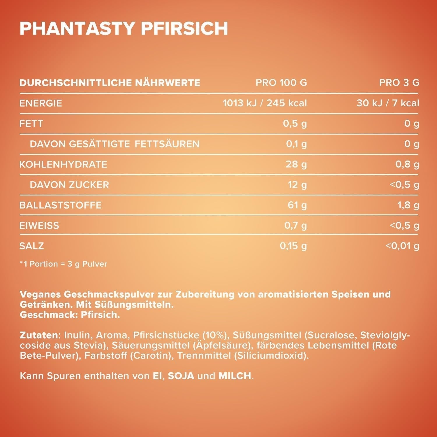 Ironmaxx Phantasty - Romige perzik 250G dosis | Veganistische Geschmackspulver Mit Echten Frucht- Oder Nussstückchen | Perfekter Zuckerersatz Zoetstoffen Naty Shop