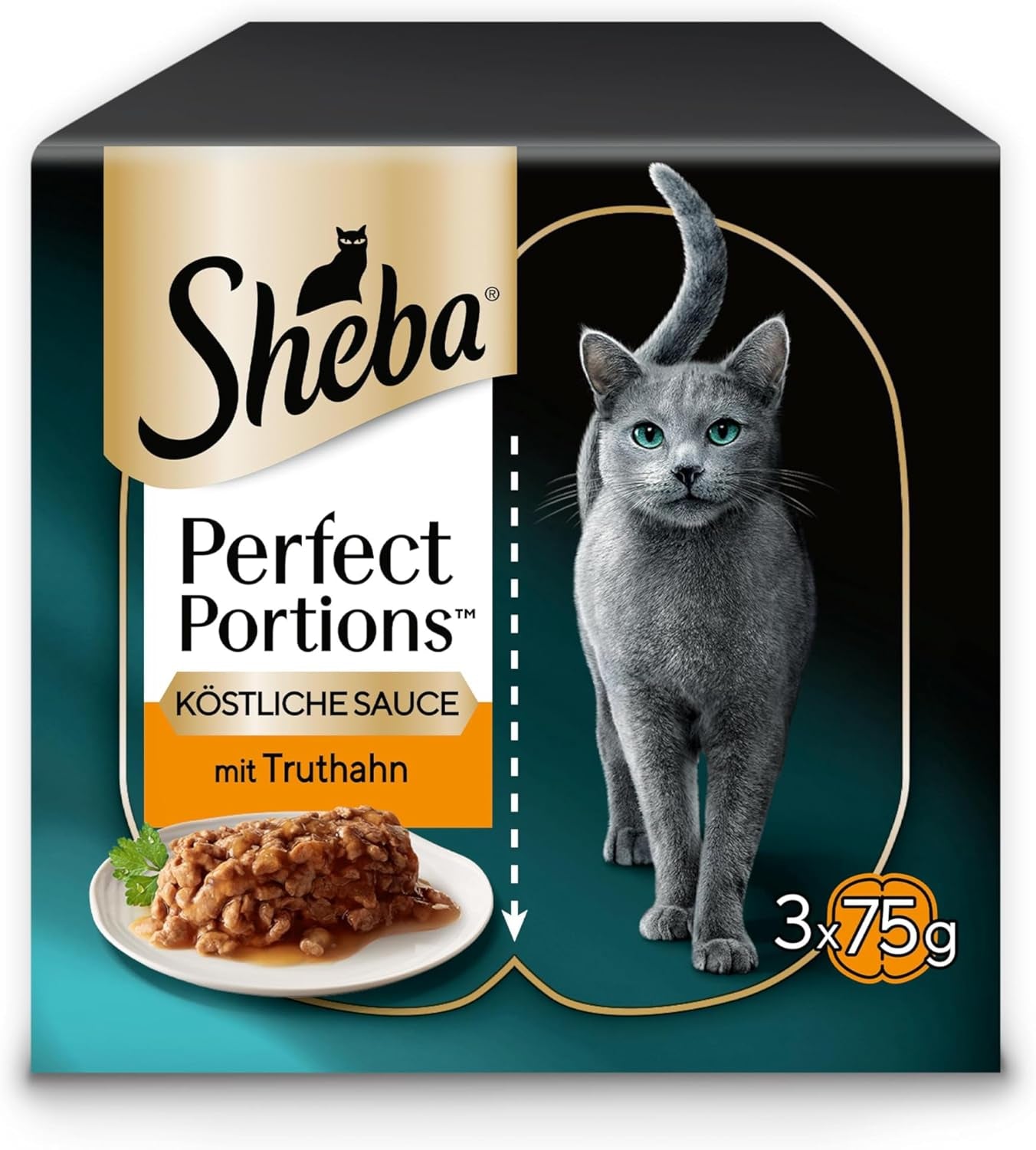 SHEBA Perfect PORTIONS saus voor katten met kalkoen 8 x 3 x (2 x 375 g)