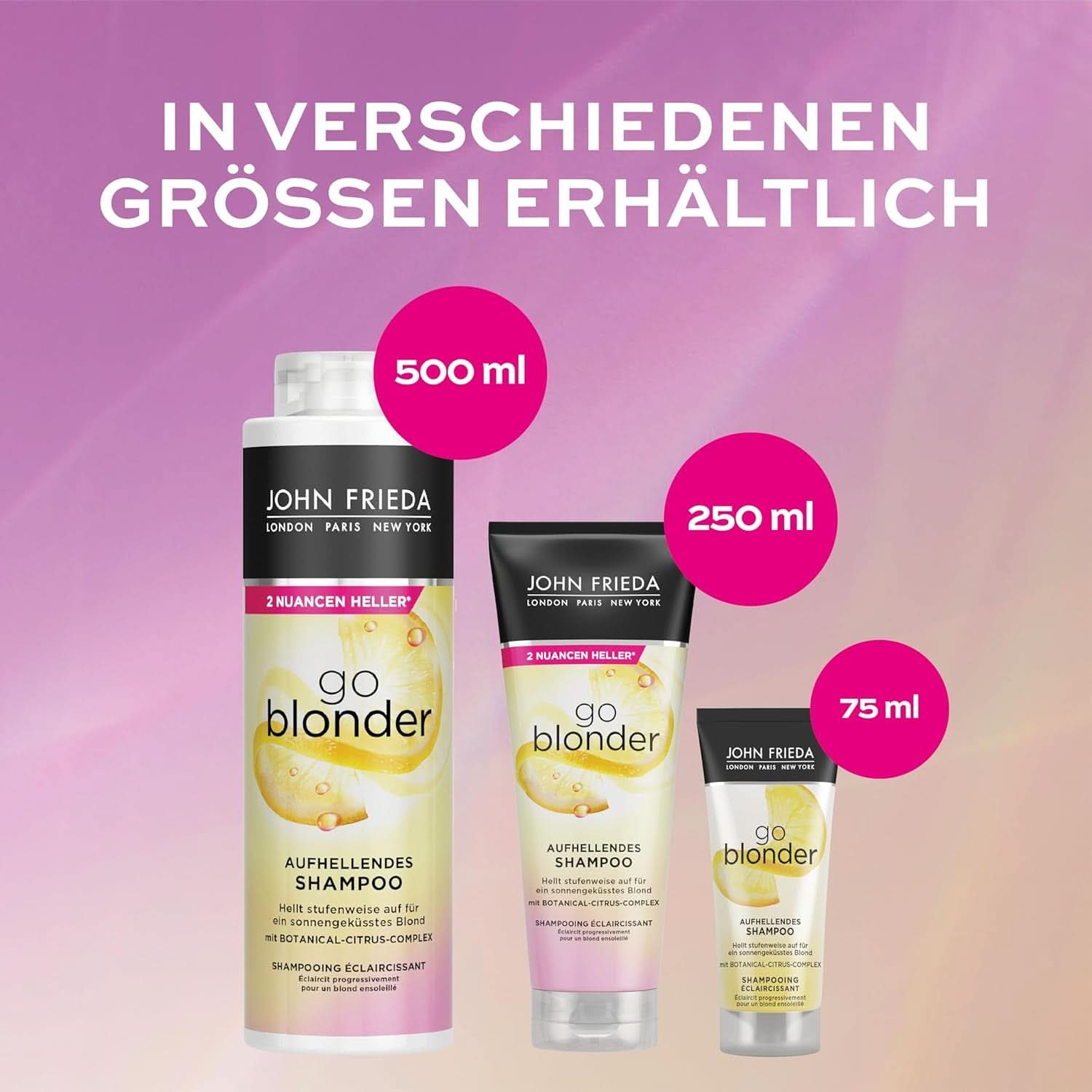John Frieda Sheer Blonde Go Blonder Shampoo, 250 ml Douche en Bad Naty Shop