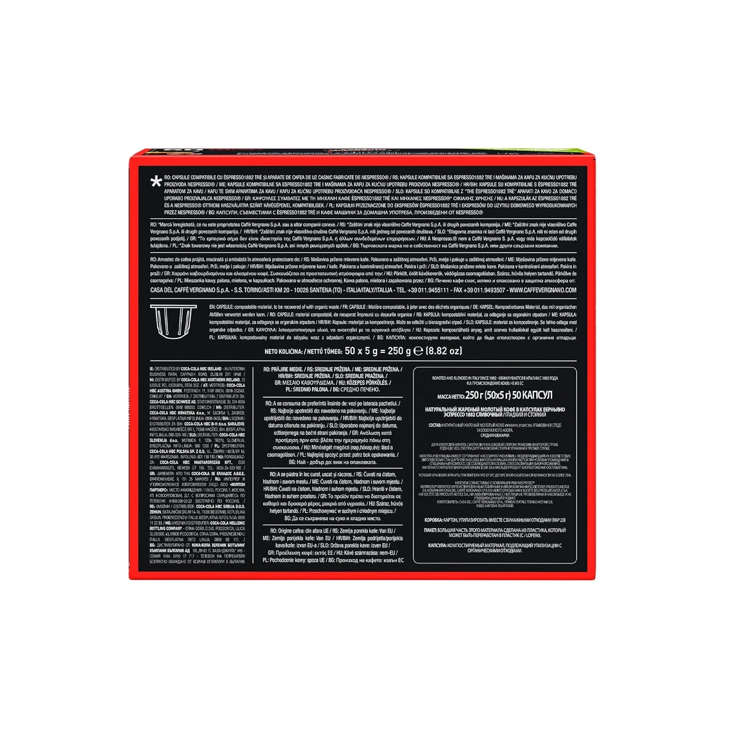 Caffè Vergnano 1882 - Èspresso Kompostierbare Kaffeekapseln, compatibel met Nespresso, Cremoso (romig) - Packung Enthält 50 Kapseln