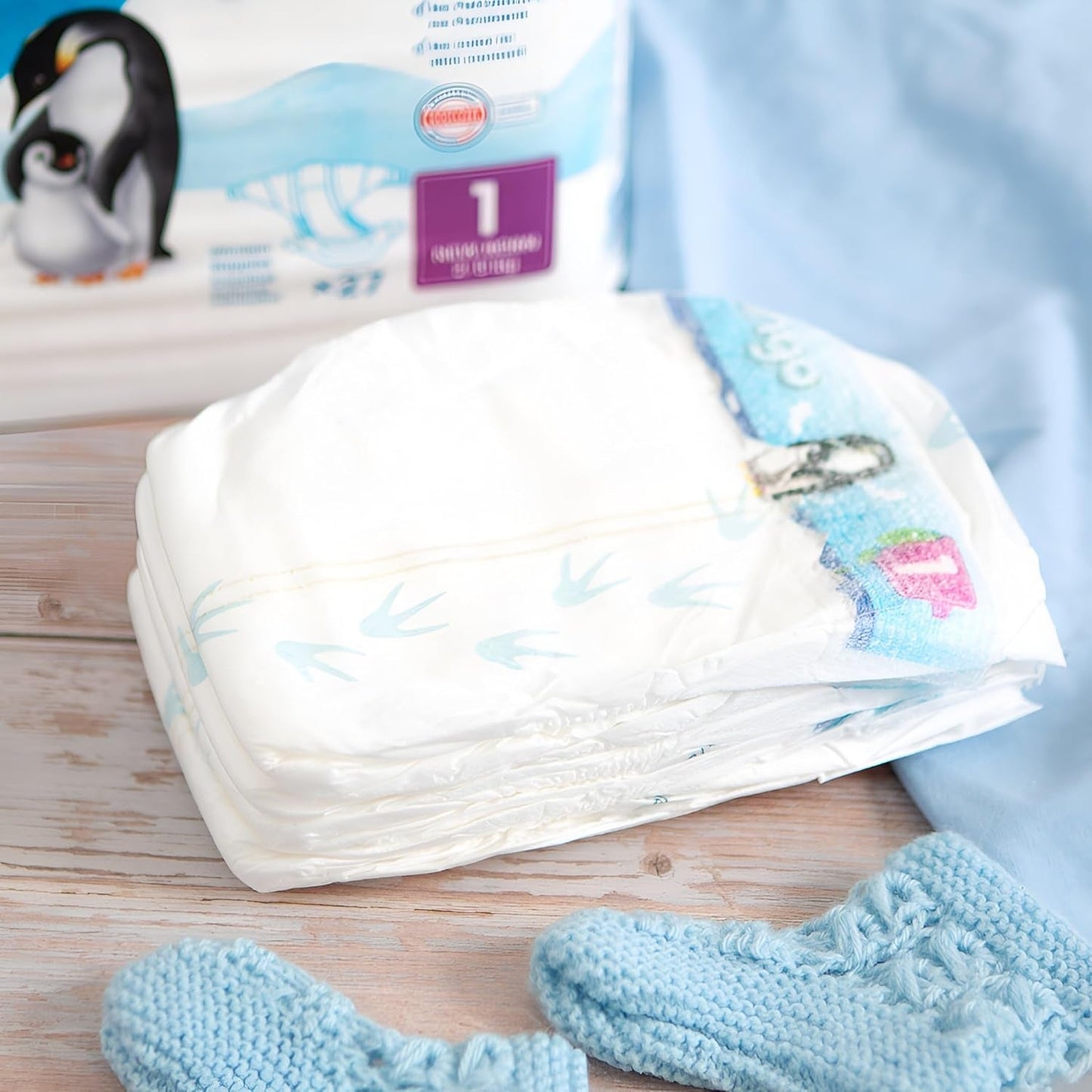 Biologische luiers maat 1 newborn (2-5 kg), 1 zakje met 27 luiers
