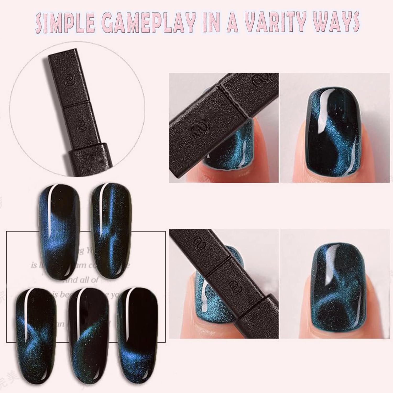 14 Stück Nail Art Werkzeug Magnetstift DIY Magic 3D Magnet Stick Set Verwendung Mit Cat Eye Gel Pulver Oder Nagelack - Magnetic Stift Katze Eye Pen voor ideale Katzenaugen Magische Effekt