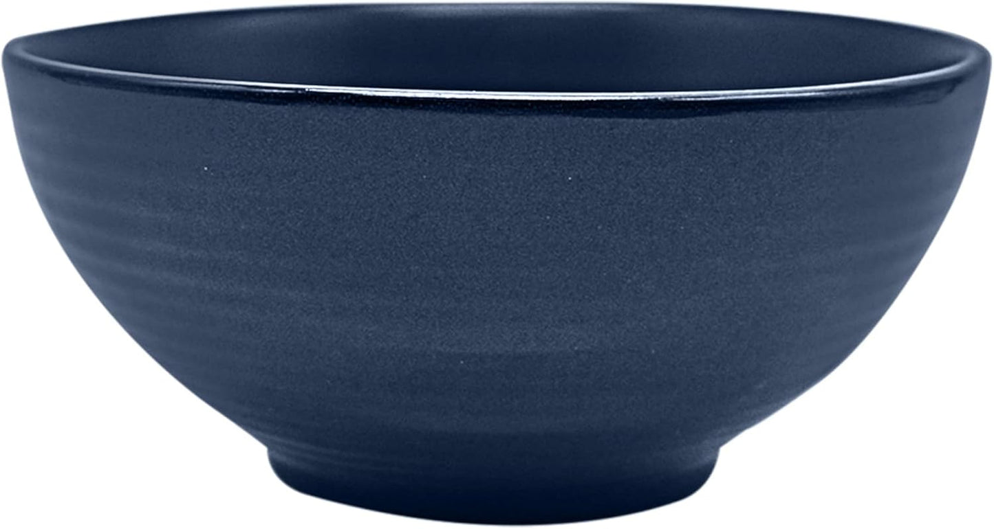 ECHTWERK "Alicia" 16-delige vintage combinatieserviesset modern design voor 4 personen Elegante donkerblauwe steengoedserviesset met 4 borden 4 zijborden 4 kommen 4 theekopjes