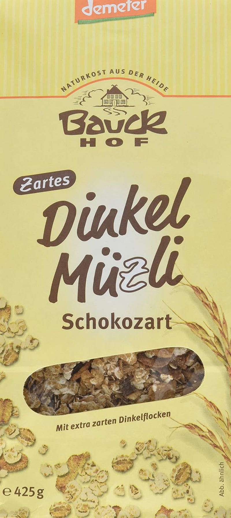 Bauck HOF Dinkelmüsli Schokozart, 425G (1e verpakking) Granen Naty Shop 850 G (1e verpakking)