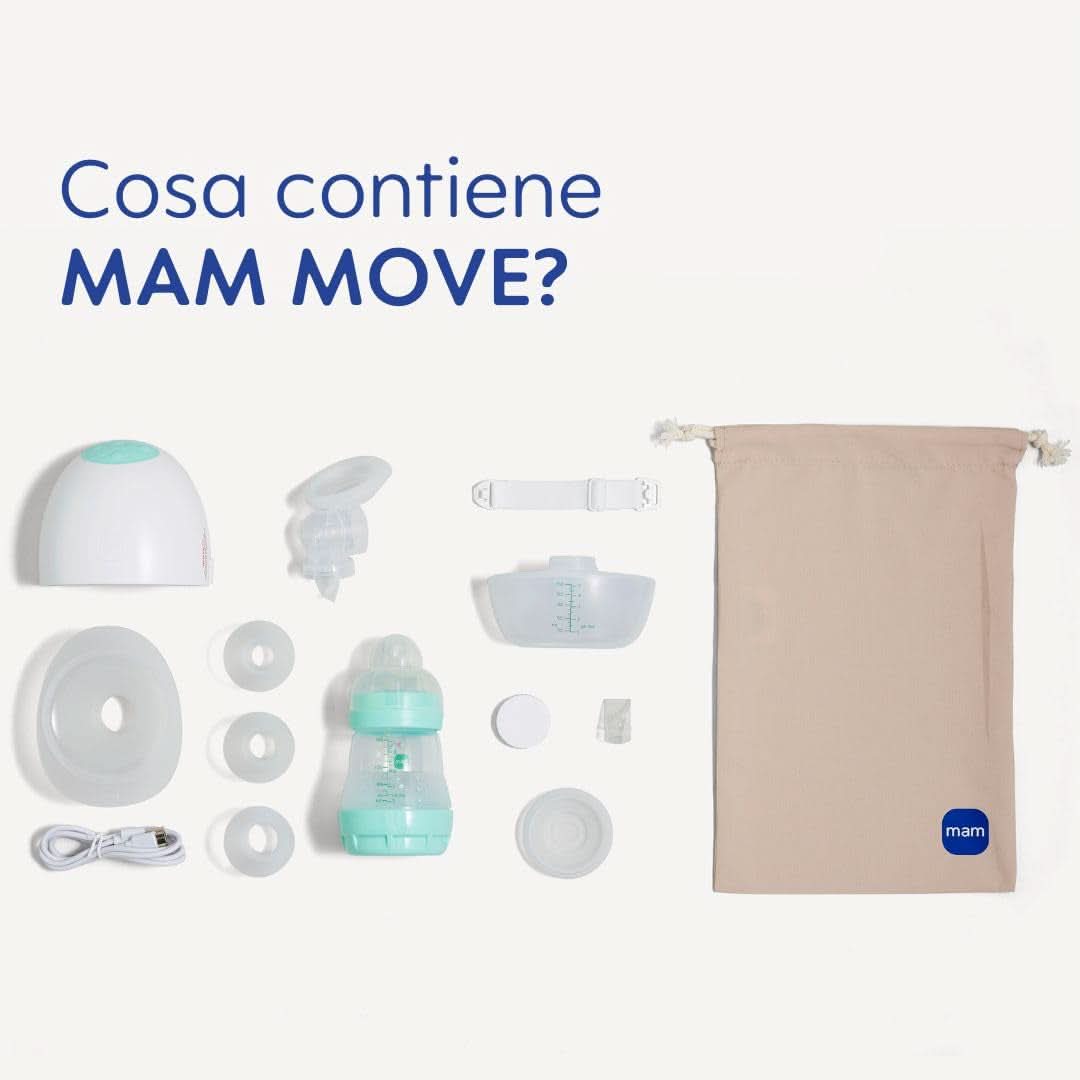 MAM Move Draagbare borstkolf met 3 gebruiksmodi en 5 intensiteitsniveaus, huidzachte siliconen behuizing, verstelbaar in 4 maten Accessoires Voeding en borstvoeding Bebe Naty Shop