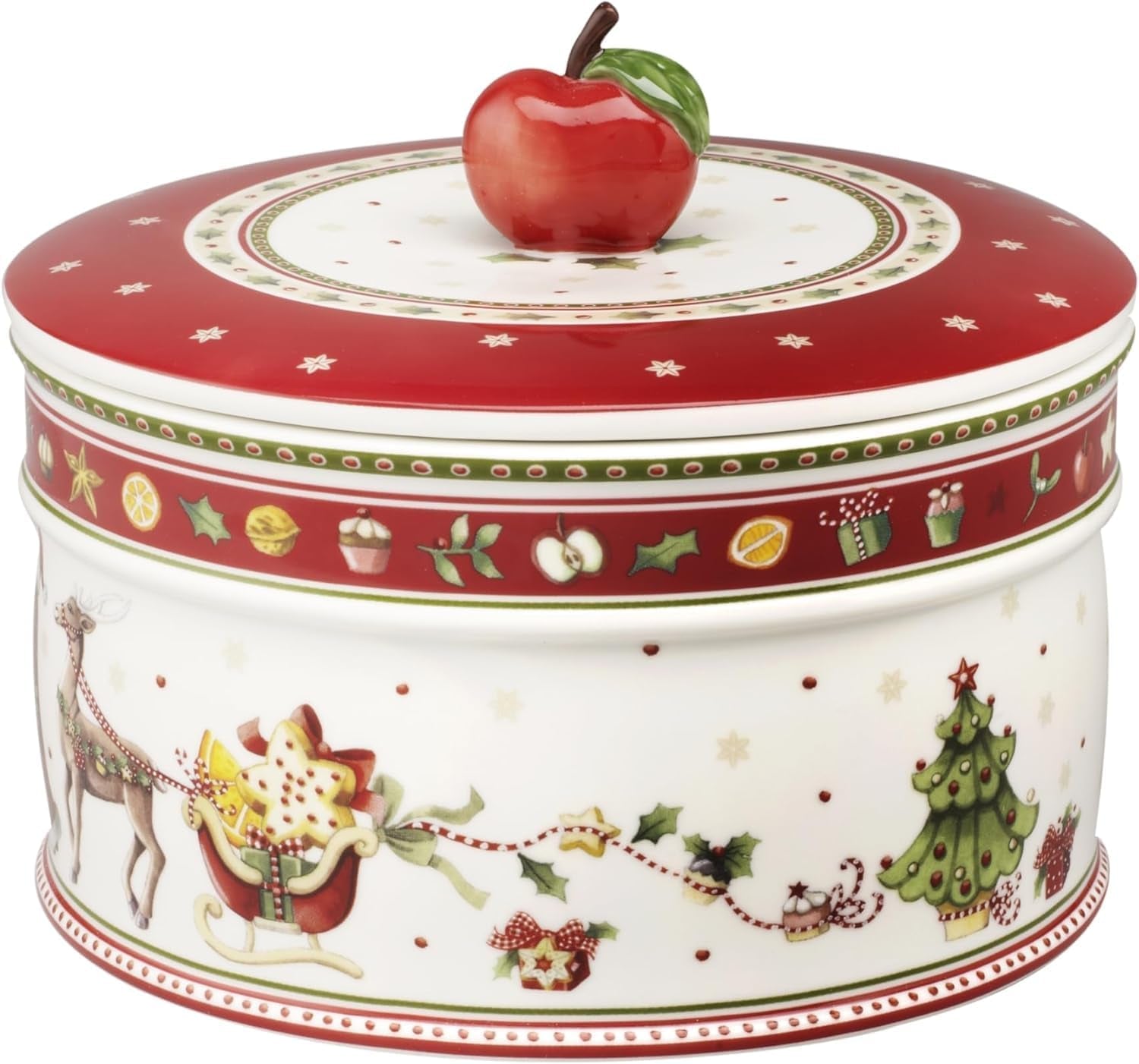 Villeroy & Boch - Winter Bakery Delight kleine opbergdoos, keramische kerstkoekjesdoos, kerstdoos, koekjesdoos, koekjesdoos, keramische doos met deksel, snoepopslag, premium porseleinen voedselbewaardozen Naty Shop L