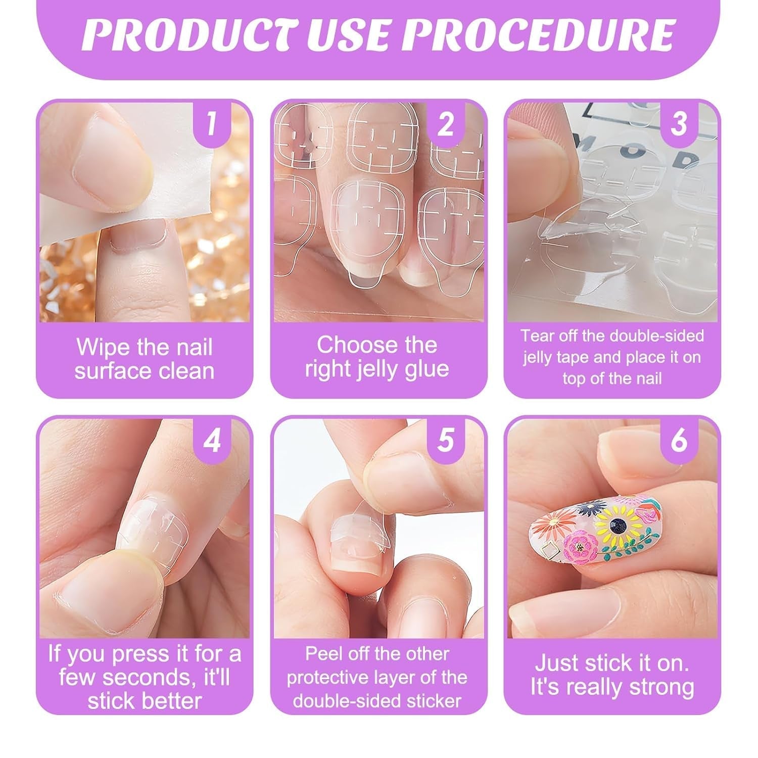 240 stuks nagellijmpads, kunstnagelkleefvel, 10 vellen transparant ademend superkleverige dubbelzijdige stickers (geljelly) voor manicure en kunstnagels, inclusief manicureset