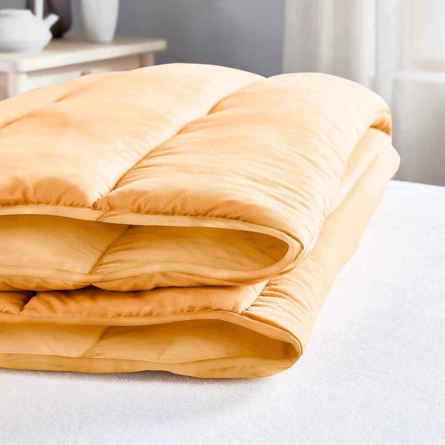Pikolin Home - Omkeerbaar dekbed 300 G - Tweekleurige Scandinavische vulling - Voor bed 90 - comfortabel, warm, ademend, Kaasjeskruid, 150 X 220 Cm Dekbedden en dekbedden Naty Shop