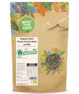 Wholefood Earth Biologische Franse Stijl Donkergroene Linzen 1kg Niet-GMO | Veganistisch | Rijk aan vezels | Rijk aan eiwitten | Gecertificeerd biologisch
