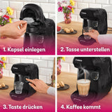 Bosch Tassimo Happy Friendly TAS102E Capsule-espressomachine, 70+ drankjes, geschikt voor alle kopjes, auto-stop, duurzaam, perfecte dosering, ruimtebesparend, 1400W, zwart