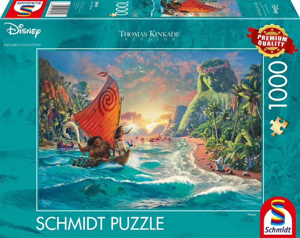 Schmidt Spiele 58030 Thomas Kinkade, Disney, Moana, Moana, puzzel 1000 stukjes, normaal, zwart, wit Puzzel Naty Shop Thomas Kinkade