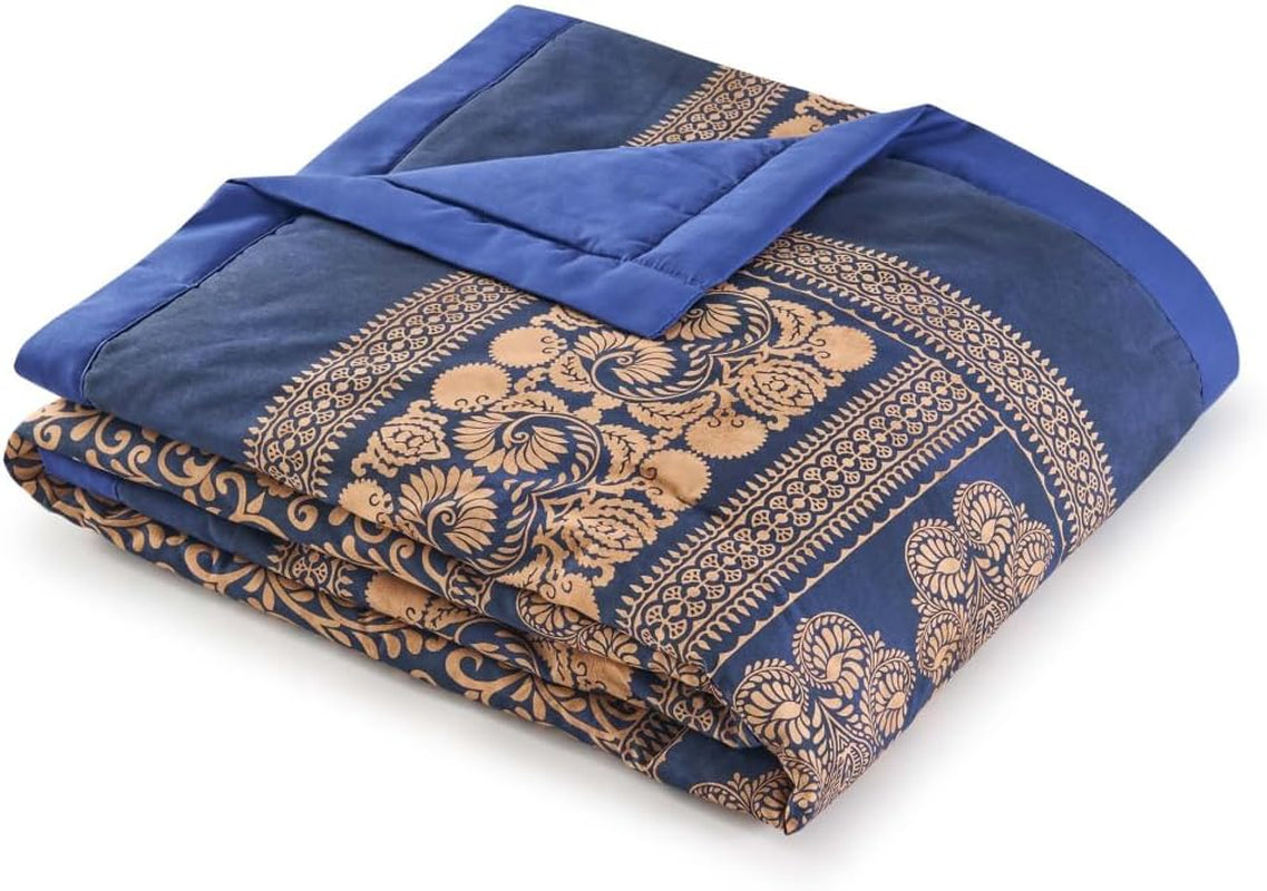 BASSETTI geruit katoen TORCELLO kleur DONKERBLAUW B1 maat 135X190 Dekbedden en dekbedden Naty Shop