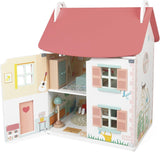 Janod - Mijn eerste houten poppenhuis - 10 accessoires - Poppenmeubels - Magnetische deuren en afneembaar dak - FSC-gecertificeerd houten speelgoed - Vanaf 3 jaar