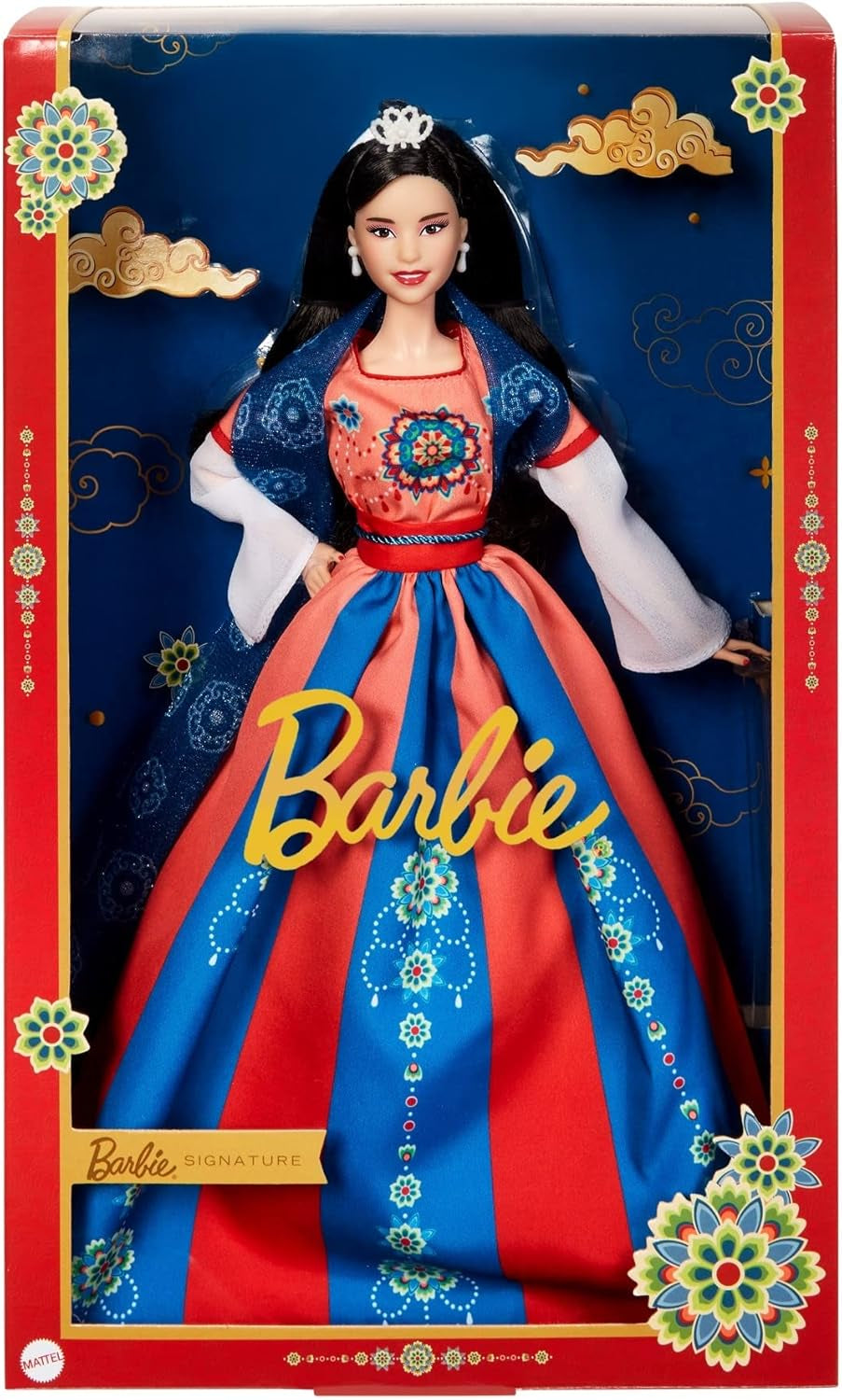 BARBIE Lunar New Year Puppe - Sammelfigur met traditionele Hanfu-Robe en Chinese drucken, geïnspireerd door Dunhuang-Höhlenmalereien, inclusief Puppenständer en Echtheitszertifikat, HJX35
