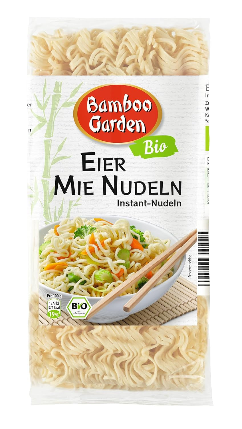 Bamboo Garden Biologische Ei- en Lamsnoedels, 250g (Verpakkingsontwerp kan variëren)