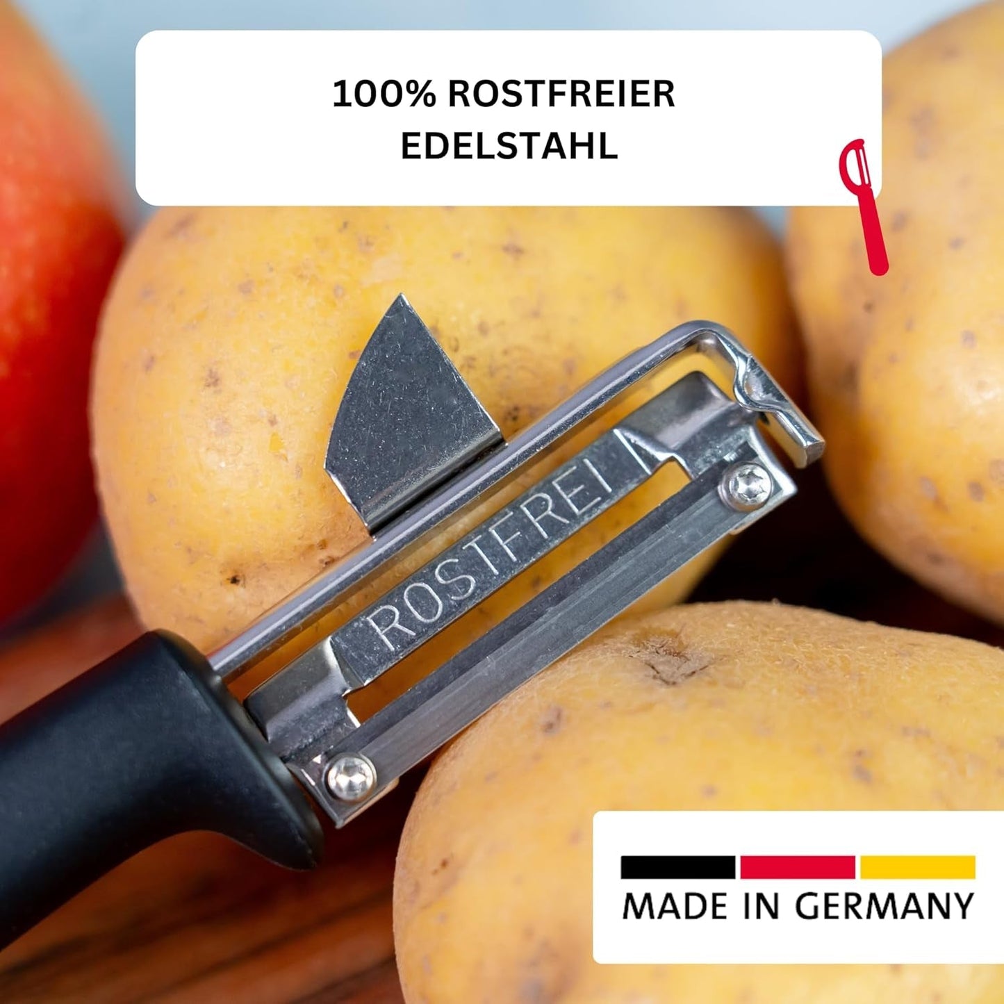 Westmark 29092270 Sparschäler Gallant, Pp/Tpe/Edelstahl, Schwarz / Rot, 16,5 X 3,7 X 2 Cm Dunschiller Naty Shop