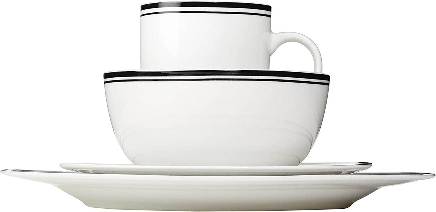 Amazon Basics Coffee Black Rim 16-delige serviesset voor 4 personen