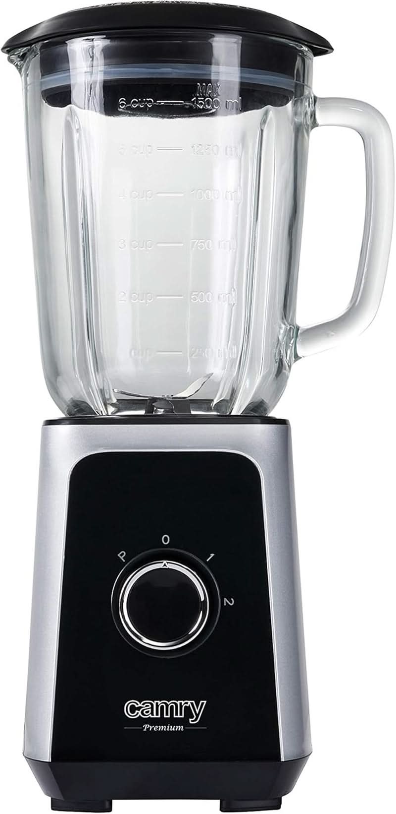 CR 4077 Standmixer Met 1,5L Glashouder, Smoothie Maker, Hochleistungsmixer, Mahlung, Eis-Zerkleinerung, Pulsfunktion, Edelstahlklingen, 2 Geschwindigkeiten, 1000W, Schwarz/Silber Kitchen Naty Shop