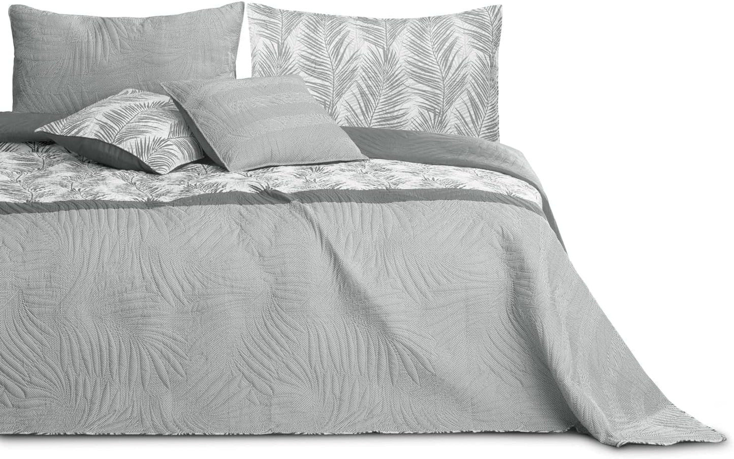 Ameliahome Sprei Sprei 170X210 Cm Dubbelzijdig Onderhoudsvriendelijk Sprei Plantpatroon Groen Wit Tropisch Bonaire Bedden en Dekens Besuche den AmeliaHome-Store Tropical Bonaire Grijs Wit 260 X 280