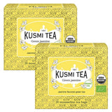 Kusmi Tea - Pak van 2 - Jasmijn Groene Thee - Biologische Jasmijn Groene Thee Blend - 100% Biologische Groene Thee - Kan warm of koud worden geconsumeerd - 2X20 theezakjes