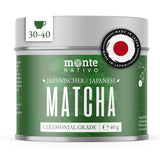 Monte Nativo Ceremonial Matcha Poeder (40g) - perfect voor matcha thee, lattes en smoothies - groene thee uit Japan - ceremoniële kwaliteit, in metalen doos - 100% puur, glutenvrij, fijngemalen