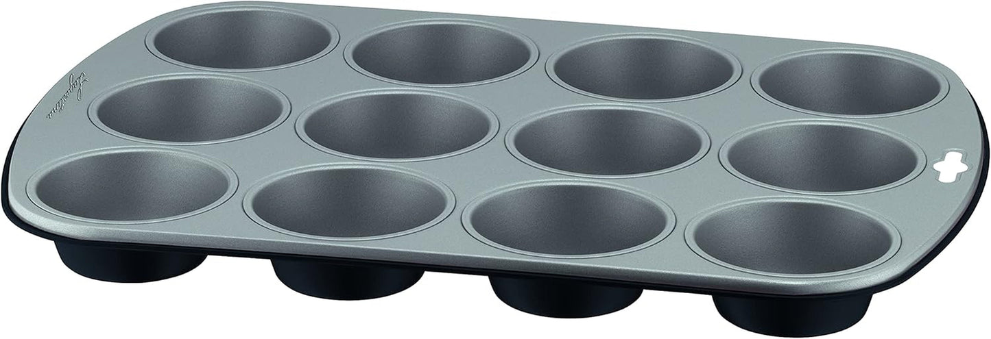 Gustosa Backform 12 Muffin Aus Stahl, Antihaftbeschichte, Für Backofen, Schwarz, 38 X 27 Cm Vormen en bakplaten Naty Shop