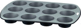 Gustosa Backform 12 Muffin Aus Stahl, Antihaftbeschichte, Für Backofen, Schwarz, 38 X 27 Cm Vormen en bakplaten Naty Shop
