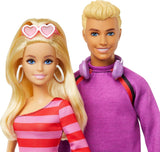 Barbie Fashionistas-set met 2 modepoppen en 6 accessoires, Barbie en Ken modepoppen op rollen, 65-jarig jubileum verzamelfiguren, HXK90 Naty Shop-poppen