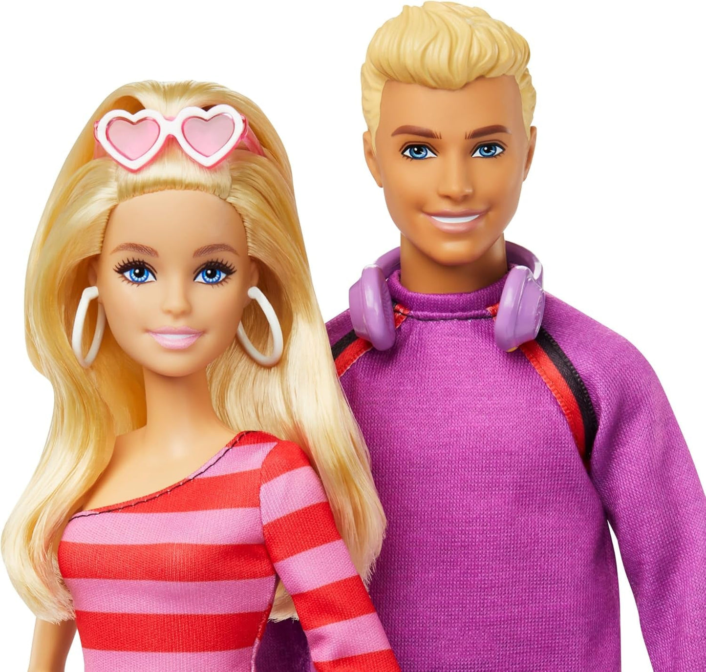 Barbie Fashionistas-set met 2 modepoppen en 6 accessoires, Barbie en Ken rolschaatsmodepoppen, verzamelfiguren ter gelegenheid van het 65-jarig jubileum, HXK90