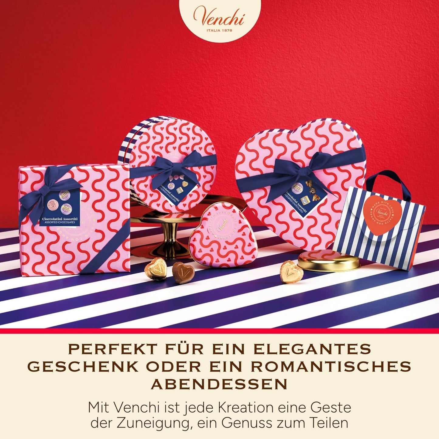 Venchi - Doos met 9 verschillende chocolaatjes, 175 g, glutenvrij, zonder kunstmatige kleurstoffen of bewaarmiddelen, cadeau-idee voor Valentijnsdag