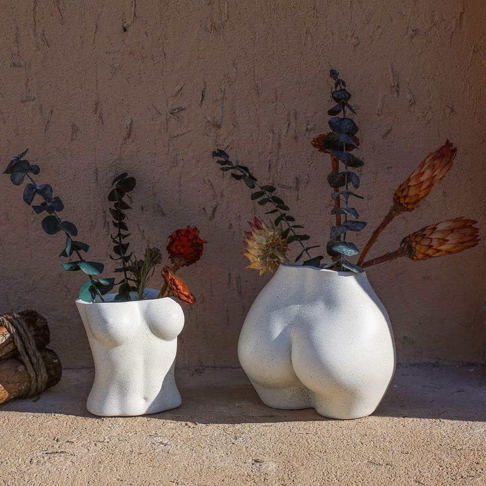 Kunstmatige lichaamsvaas, bloempot voor vrouwelijk lichaam met drainagegaten, moderne harsbloempot, modern boho-ontwerp, kunstmatige potplant voor binnendecoratie