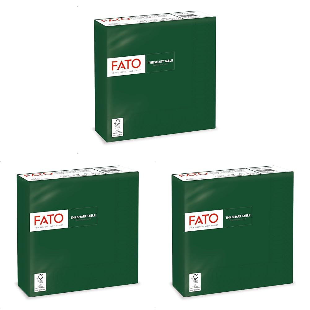 , Papieren wegwerpservetten, ideaal voor informele lunches en buffetten, verpakking van 50 servetten, maat 33X33, 4 vouwen, 2-laags, bosgroen, 100% puur cellulosepapier, FSC-gecertificeerd