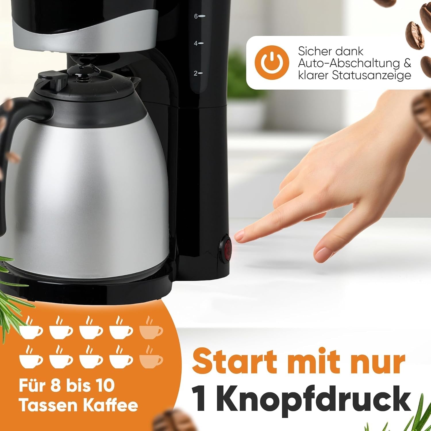 Bomann® koffiezetapparaat met thermoskan | voor 8-10 koppen koffie | zonder temperatuurverlies | koffiezetapparaat met filter | 1 liter | Espresso | Filterkoffiezetapparaat met thermoskan | KA 168 zwart